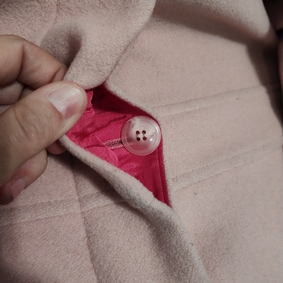 💖 Vintage 90's Marvin Richards 100% Wool Button Front Pea Coat, Baby Pink, Med - Picture 11 of 14